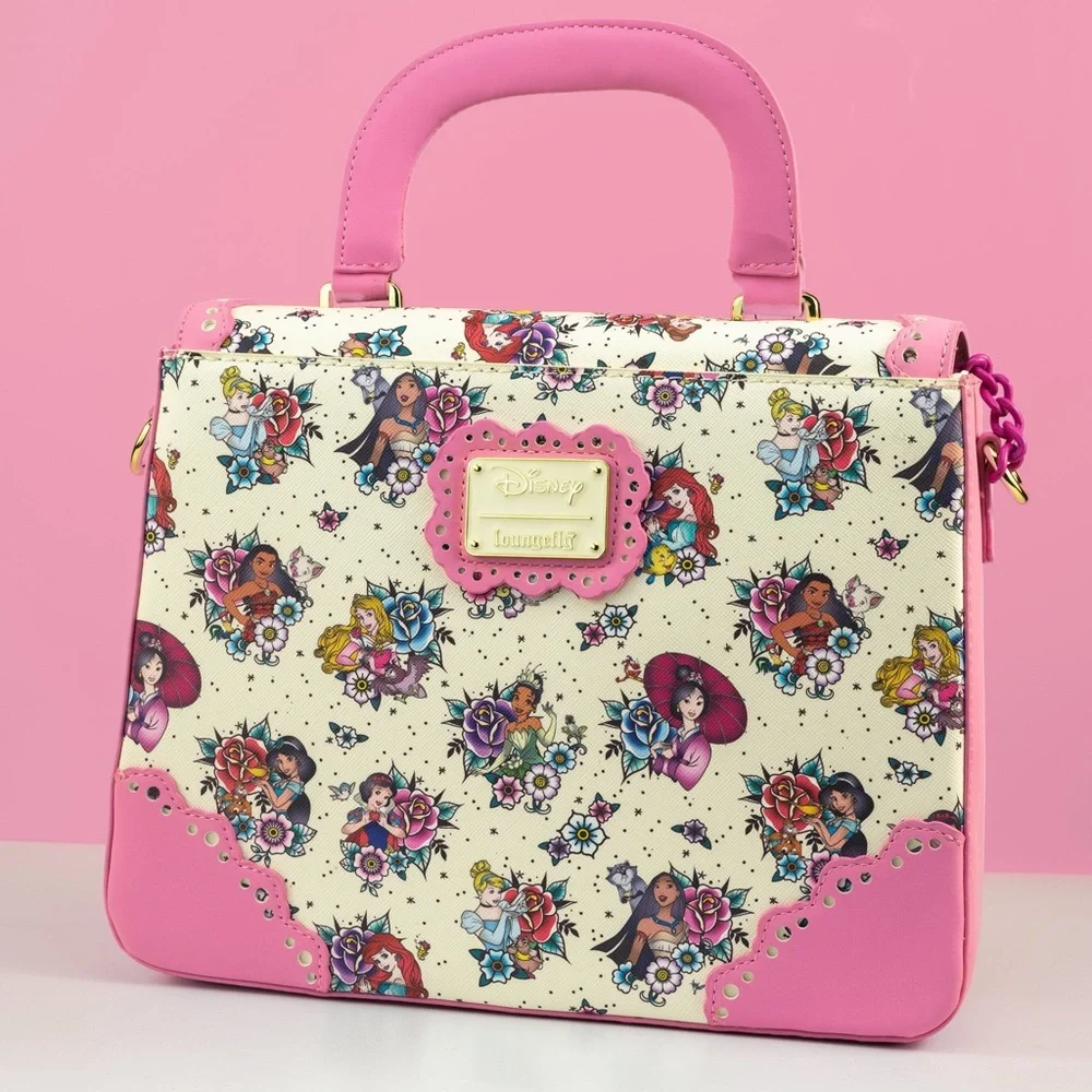 Disney Princess Floral Tattoo Pattern Crossbody Bag by Loungefly - Picture 2 of 6